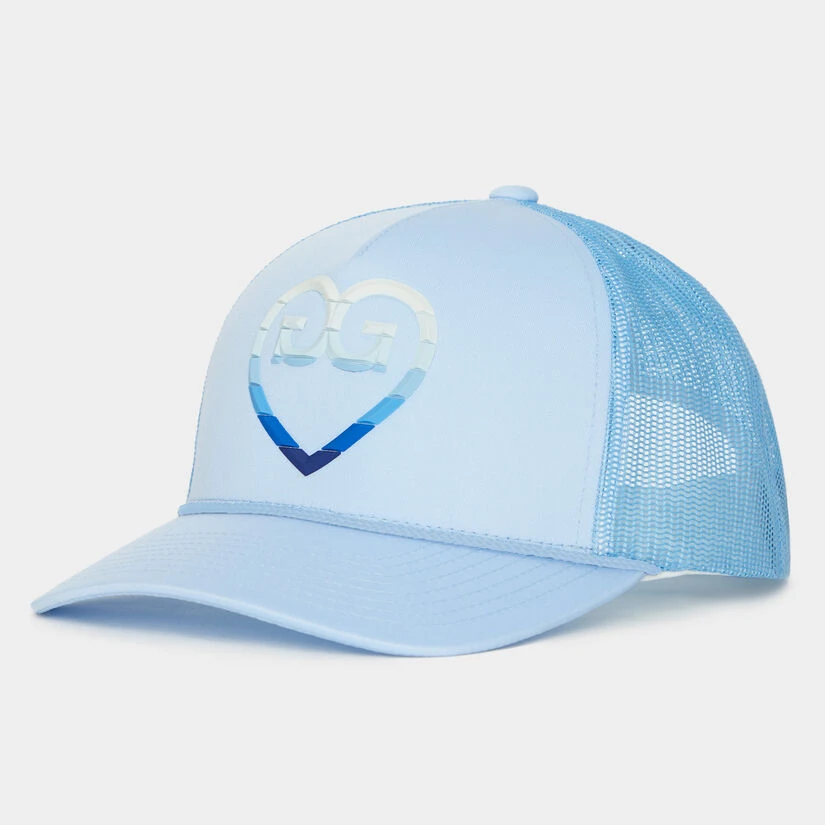 STRIPED HEART G'S INTERLOCK KNIT TRUCKER HAT 3 STRIPED HEART G'S INTERLOCK KNIT TRUCKER HAT