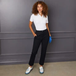 DOUBLE KNIT CIGARETTE HIGH RISE STRETCH TROUSER -Golf Clothing Shop G4LS23B96 ONYX 1