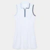 CONTRAST NYLON QUARTER ZIP SLEEVELESS POLO DRESS -Golf Clothing Shop G4LS23D12 SNO