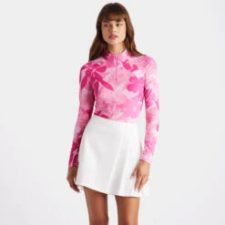 FLORAL CAMO TECH JERSEY QUARTER ZIP PULLOVER -Golf Clothing Shop G4LS23K565A AZA 2