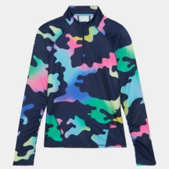 COLOUR BLEND CAMO JERSEY QUARTER ZIP MID LAYER