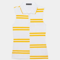 OFFSET STRIPE TECH PIQUÉ SLEEVELESS POLO