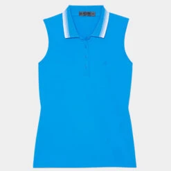 PLEATED COLLAR SILKY TECH NYLON SLEEVELESS POLO