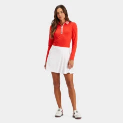 FEATHERWEIGHT SILKY TECH NYLON QUARTER ZIP POLO -Golf Clothing Shop G4LS23K863 POPPY 3