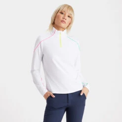 SUN SHIELD SILKY TECH NYLON QUARTER ZIP FIRST LAYER -Golf Clothing Shop G4LS23K868A SNO 2