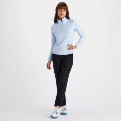 SUN SHIELD SILKY TECH NYLON QUARTER ZIP 1ST LAYER -Golf Clothing Shop G4LS23K868 SKY 3