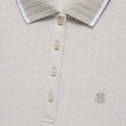 POLKA DOT JACQUARD PLEATED COLLAR SLEEVELESS POLO -Golf Clothing Shop G4LS23K871 STNH 5