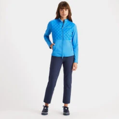 HYBRID QUILTED NYLON & TECH INTERLOCK SLIM FIT JACKET -Golf Clothing Shop G4LS23O18 CERUL 3