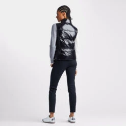 QUILTED POLISHED NYLON MERINO WOOL LINED PUFFER VEST -Golf Clothing Shop G4LS23O54 ONYX 4
