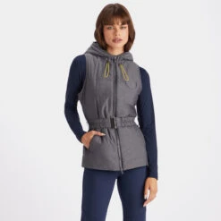 MERINO WOOL LINED QUILTED NYLON HOODED PUFFER VEST -Golf Clothing Shop G4LS23O55 CHGR 2