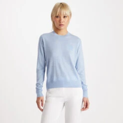 TALK BIRDIE TO ME MERINO WOOL CREWNECK SWEATER 11 TALK BIRDIE TO ME MERINO WOOL CREWNECK SWEATER -Golf Clothing Shop G4LS23S600A SKY 2