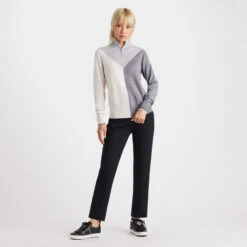 COLOUR BLOCK MERINO WOOL QUARTER ZIP SWEATER 11 COLOUR BLOCK MERINO WOOL QUARTER ZIP SWEATER -Golf Clothing Shop G4LS23S601 HGR 3