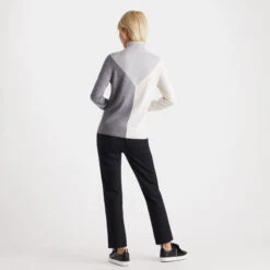COLOUR BLOCK MERINO WOOL QUARTER ZIP SWEATER 12 COLOUR BLOCK MERINO WOOL QUARTER ZIP SWEATER -Golf Clothing Shop G4LS23S601 HGR 4