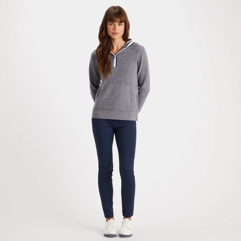 HOODED WAFFLE STITCH MERINO WOOL QUARTER ZIP SWEATER 6 HOODED WAFFLE STITCH MERINO WOOL QUARTER ZIP SWEATER - Image 4