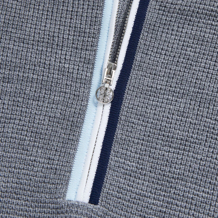 HOODED WAFFLE STITCH MERINO WOOL QUARTER ZIP SWEATER 8 HOODED WAFFLE STITCH MERINO WOOL QUARTER ZIP SWEATER - Image 6