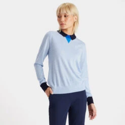 LAYERED POLO MERINO WOOL SWEATER -Golf Clothing Shop G4LS23S604 SKY 2