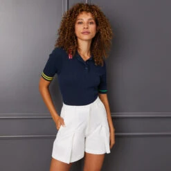 CONTRAST COLLAR RIB COTTON BLEND POLO -Golf Clothing Shop G4LS23S800 TWLT 1