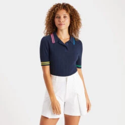 CONTRAST COLLAR RIB COTTON BLEND POLO -Golf Clothing Shop G4LS23S800 TWLT 2