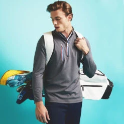 DAYTONA MÉLANGE TECH INTERLOCK SLIM FIT PULLOVER -Golf Clothing Shop G4MA23K125A CHGR 1