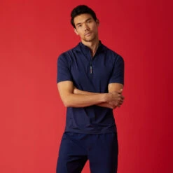 TECH NYLON SHORT SLEEVE OPS QUARTER ZIP HOODED SLIM FIT PULLOVER -Golf Clothing Shop G4MA23K161 PAT 1