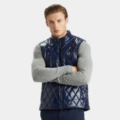 QUILTED POLISHED NYLON WOOL LINED SLIM FIT PUFFER VEST -Golf Clothing Shop G4MA23O50 TWLT 2