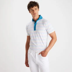 MULTI STRIPE TECH JERSEY SLIM FIT POLO -Golf Clothing Shop G4MS23K001A PTRL 2