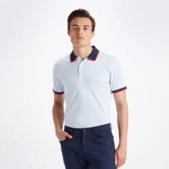 STAPLE STRIPE RIB COLLAR TECH JERSEY SLIM FIT POLO -Golf Clothing Shop G4MS23K002 SNO 2