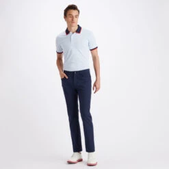 STAPLE STRIPE RIB COLLAR TECH JERSEY SLIM FIT POLO -Golf Clothing Shop G4MS23K002 SNO 3