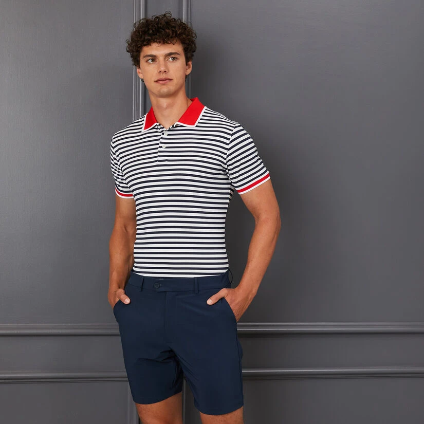PERFORATED STRIPE RIB COLLAR TECH JERSEY SLIM FIT POLO 4 PERFORATED STRIPE RIB COLLAR TECH JERSEY SLIM FIT POLO - Image 2
