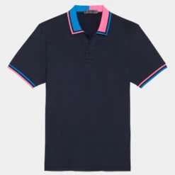 TWO TONE RIB COLLAR TECH JERSEY SLIM FIT POLO