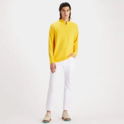 LUXE STAPLE QUARTER ZIP SLIM FIT MID LAYER 12 LUXE STAPLE QUARTER ZIP SLIM FIT MID LAYER -Golf Clothing Shop G4MS23K123 FLYY 3