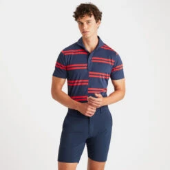 OFFSET STRIPE MODERN SPREAD COLLAR TECH PIQUÉ POLO -Golf Clothing Shop G4MS23K182 TWLT 2