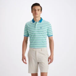 CINQUE TERRE RIB COLLAR TECH PIQUÉ SLIM FIT POLO -Golf Clothing Shop G4MS23K183 PTRL 2