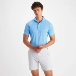 ESSENTIAL MODERN SPREAD COLLAR TECH PIQUÉ SLIM FIT POLO -Golf Clothing Shop G4MS23K300 CIELO 2