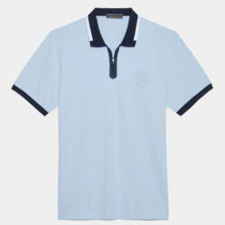 EMBOSSED LOGO QUARTER ZIP RIB COLLAR TECH PIQUÉ SLIM FIT POLO