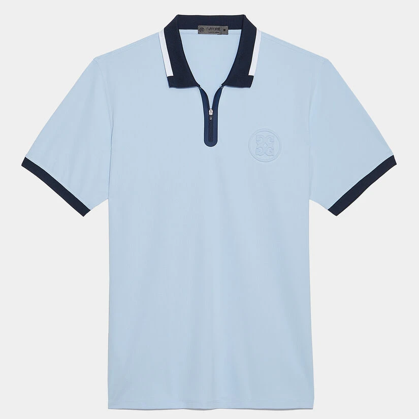 EMBOSSED LOGO QUARTER ZIP RIB COLLAR TECH PIQUÉ SLIM FIT POLO 3 EMBOSSED LOGO QUARTER ZIP RIB COLLAR TECH PIQUÉ SLIM FIT POLO