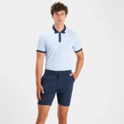 EMBOSSED LOGO QUARTER ZIP RIB COLLAR TECH PIQUÉ SLIM FIT POLO 10 EMBOSSED LOGO QUARTER ZIP RIB COLLAR TECH PIQUÉ SLIM FIT POLO -Golf Clothing Shop G4MS23K301 SKY 2