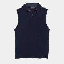 DOUBLE KNIT SPACER JERSEY HOODED SLIM FIT FULL ZIP VEST