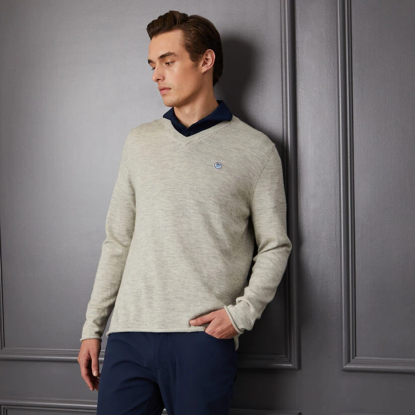 CONTRAST V NECK SLIM FIT CASHMERE SWEATER 4 CONTRAST V NECK SLIM FIT CASHMERE SWEATER - Image 2