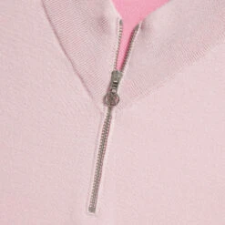 CONTRAST V NECK MERINO WOOL SLIM FIT QUARTER ZIP SWEATER -Golf Clothing Shop G4MS23S200 BLUSH 5